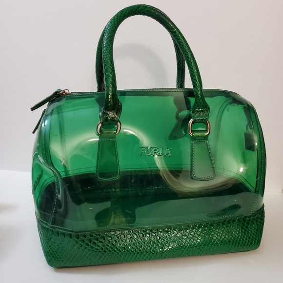 Handbags - Green Candy Jelly bag with faux croc